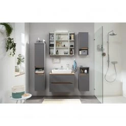 Pelipal Salle de bain Tiberio VII (3 éléments) - Avec éclairage - Gris quartz mat / Imitation chêne Riviera -Meubles de salle de bain Soldes 2022 1000194080 200114 08540400009 MOOD DETAILS P000000001000194080 mood