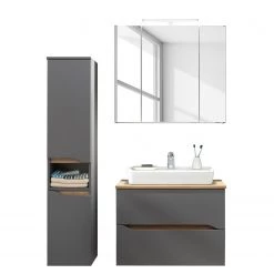 Pelipal Salle de bain Tiberio VII (3 éléments) - Avec éclairage - Gris quartz mat / Imitation chêne Riviera -Meubles de salle de bain Soldes 2022 1000194080 200114 08540400010 DETAILS P000000001000194080