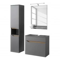 Pelipal Ensemble salle de bain Capri V (3 élém.) - Avec éclairage - Gris quartz mat / Imitation chêne Riviera -Meubles de salle de bain Soldes 2022 1000194081 191115 13255600074 DETAILS P000000001000194081