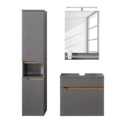 Pelipal Ensemble salle de bain Capri V (3 élém.) - Avec éclairage - Gris quartz mat / Imitation chêne Riviera -Meubles de salle de bain Soldes 2022 1000194081 191115 13255600075 DETAILS P000000001000194081