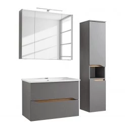 Pelipal Salle de bain Tiberio IV (3 éléments) - Avec éclairage - Gris quartz mat / Imitation chêne Riviera -Meubles de salle de bain Soldes 2022 1000194087 191115 13255800139 DETAILS P000000001000194087