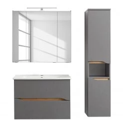 Pelipal Salle de bain Tiberio IV (3 éléments) - Avec éclairage - Gris quartz mat / Imitation chêne Riviera -Meubles de salle de bain Soldes 2022 1000194087 191115 13255800140 DETAILS P000000001000194087