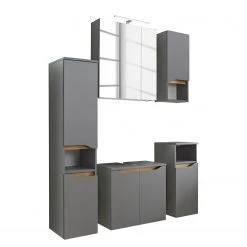 Pelipal Salle de bain Tiberio II (5 éléments) - Avec éclairage - Gris quartz mat / Imitation chêne Riviera -Meubles de salle de bain Soldes 2022 1000194088 200310 11510800004 DETAILS P000000001000194088