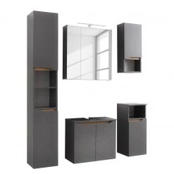 Pelipal Salle de bain Tiberio I (5 éléments) - Avec éclairage - Gris quartz mat / Imitation chêne Riviera -Meubles de salle de bain Soldes 2022 1000194089 191115 13255800158 DETAILS P000000001000194089