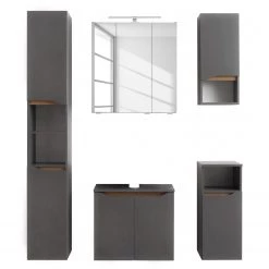 Pelipal Salle de bain Tiberio I (5 éléments) - Avec éclairage - Gris quartz mat / Imitation chêne Riviera -Meubles de salle de bain Soldes 2022 1000194089 191115 13255800159 DETAILS P000000001000194089