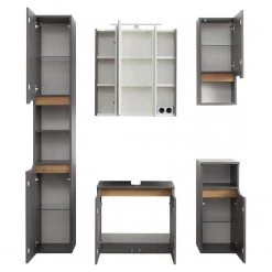 Pelipal Salle de bain Tiberio I (5 éléments) - Avec éclairage - Gris quartz mat / Imitation chêne Riviera -Meubles de salle de bain Soldes 2022 1000194089 191115 13255800160 DETAILS P000000001000194089