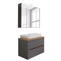 Pelipal Salle de bain Tiberio VI (2 éléments) - Avec éclairage - Gris quartz mat / Imitation chêne Riviera -Meubles de salle de bain Soldes 2022 1000194090 200114 08540500019 DETAILS P000000001000194090