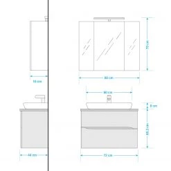 Pelipal Salle de bain Tiberio VI (2 éléments) - Avec éclairage - Gris quartz mat / Imitation chêne Riviera -Meubles de salle de bain Soldes 2022 1000194090 200114 08540500022 SKETCH DETAILS P000000001000194090 sketch