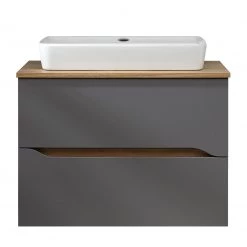 Pelipal Salle de bain Tiberio VI (2 éléments) - Avec éclairage - Gris quartz mat / Imitation chêne Riviera -Meubles de salle de bain Soldes 2022 1000194090 200114 08540500023 DETAILS P000000001000194090