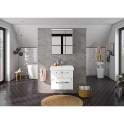 Pelipal Salle de bain 3050 II (2 éléments) - Éclairage tiroir inclus - Avec vasque en céramique - Blanc brillant - Largeur : 65 cm -Meubles de salle de bain Soldes 2022 1000194105 191112 15580900093 MOOD DETAILS P000000001000194105 mood