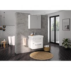 Pelipal Salle de bain 3050 II (2 éléments) - Éclairage tiroir inclus - Avec vasque en céramique - Blanc brillant - Largeur : 65 cm -Meubles de salle de bain Soldes 2022 1000194105 191112 15580900094 MOOD DETAILS P000000001000194105 mood