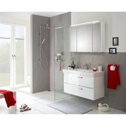 Pelipal Salle de bain 3050 I (2 éléments) - Éclairage inclus - Avec vasque en céramique - Blanc brillant - Largeur : 105 cm -Meubles de salle de bain Soldes 2022 1000194106 191112 15581000103 MOOD DETAILS P000000001000194106 mood