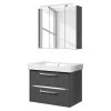 Pelipal Salle de bain 3050 II (2 éléments) - Éclairage tiroir inclus - Avec vasque en céramique - Gris mat - Largeur : 80 cm