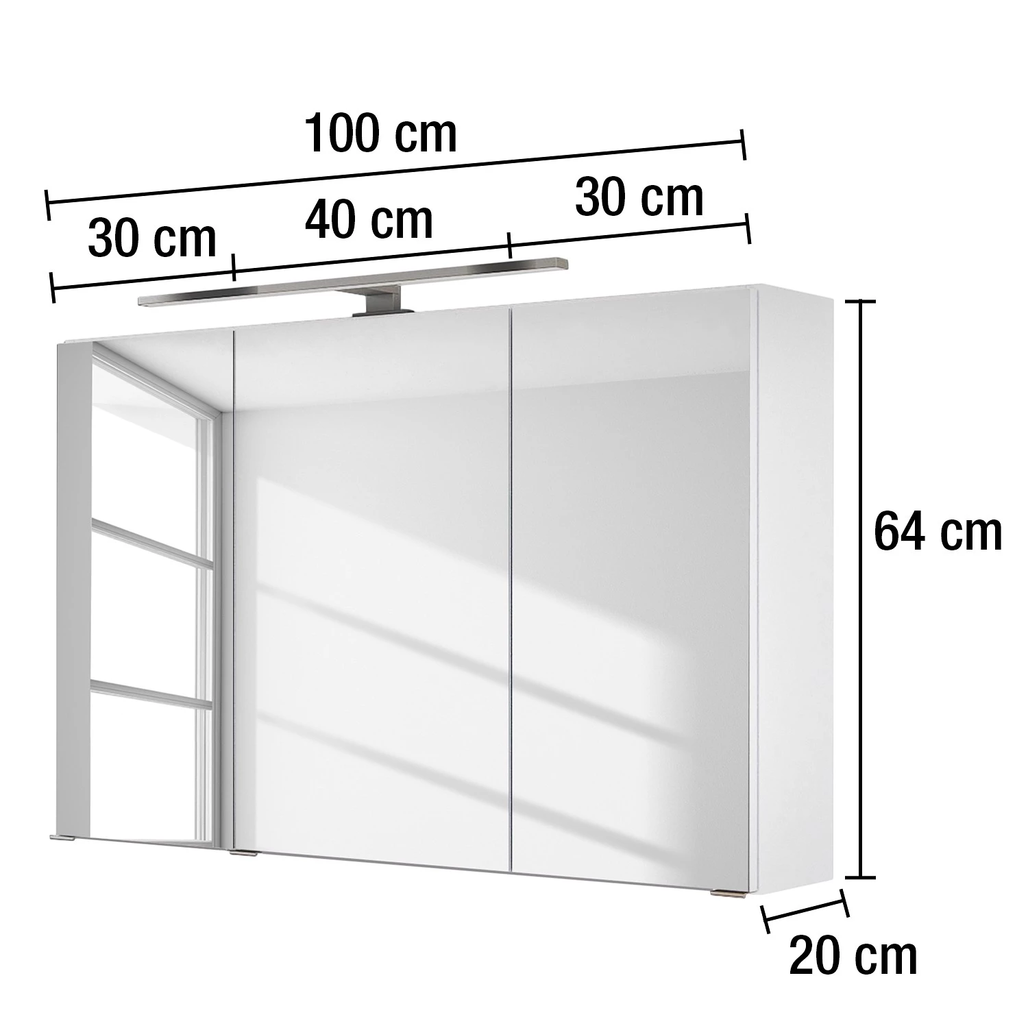 Giessbach Armoire de toilette Tira - Éclairage inclus - Blanc - Largeur : 100 cm 6 Giessbach Armoire de toilette Tira - Éclairage inclus - Blanc - Largeur : 100 cm – Image 4