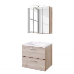 Giessbach Salle de bain Lian (2 éléments) - Éclairage inclus - Imitation hêtre - Largeur : 60 cm