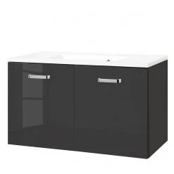 Giessbach Meuble avec vasque Zeehan II - Gris brillant / Gris graphite - Largeur : 90 cm