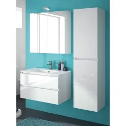 Allibert Salle de bain Alma II (3 éléments) - Avec éclairage - Blanc - Largeur : 120 cm