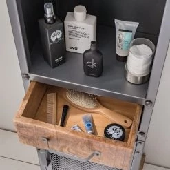 Ars manufacti Armoire colonne Hunter - Manguier massif / Métal - Manguier / Gris bleu -Meubles de salle de bain Soldes 2022 1000200140 210202 11194700010 DETAILS P000000001000200140