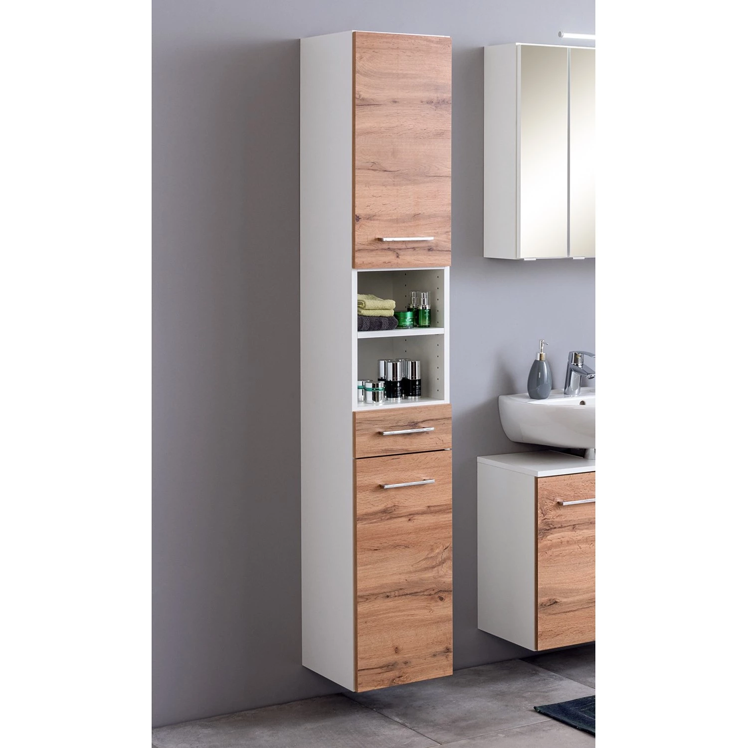 Giessbach Colonne de salle de bain Ternes - Imitation chêne wotan / Blanc 6 Giessbach Colonne de salle de bain Ternes - Imitation chêne wotan / Blanc – Image 4
