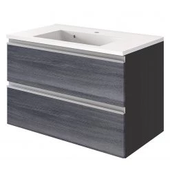 Giessbach Meuble vasque Dante I - <br>Meuble avec vasque en fonte minérale - Argent cendré / Graphite - Largeur : 80 cm