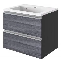 Giessbach Meuble vasque Dante II - Avec vasque en céramique - Argent cendré / Graphite - Largeur : 60 cm