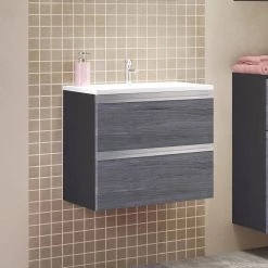 Giessbach Meuble vasque Dante II - Avec vasque en céramique - Argent cendré / Graphite - Largeur : 60 cm -Meubles de salle de bain Soldes 2022 1000201455 200204 17175500386 MOOD DETAILS P000000001000201455 mood