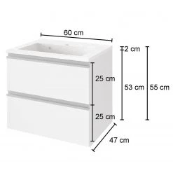 Giessbach Meuble vasque Dante II - Avec vasque en céramique - Argent cendré / Graphite - Largeur : 60 cm -Meubles de salle de bain Soldes 2022 1000201455 200204 17175600392 SKETCH DETAILS P000000001000201455 sketch