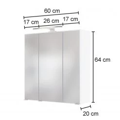 Giessbach Armoire de toilette Corno - Éclairage inclus - Blanc - Largeur : 60 cm -Meubles de salle de bain Soldes 2022 1000201878 200121 13132200119 SKETCH DETAILS P000000001000201878 sketch