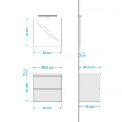 Allibert Salle de bain Livo I (2 éléments) - Éclairage intégré - Blanc -Meubles de salle de bain Soldes 2022 1000202179 200122 07275600009 SKETCH DETAILS P000000001000202179 sketch