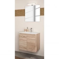 Allibert Salle de bain Bazil I (2 éléments) - Éclairage intégré - Imitation chêne artisan