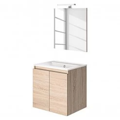 Allibert Salle de bain Bazil I (2 éléments) - Éclairage intégré - Imitation chêne artisan -Meubles de salle de bain Soldes 2022 1000202243 200121 15443700008 DETAILS P000000001000202243