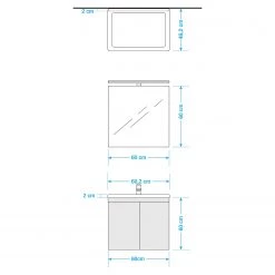 Allibert Salle de bain Bazil I (2 éléments) - Éclairage intégré - Imitation chêne artisan -Meubles de salle de bain Soldes 2022 1000202243 200121 15443700010 SKETCH DETAILS P000000001000202243 sketch