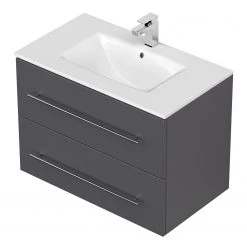Posseik Meuble avec vasque Homeline - Anthracite - Largeur : 80 cm -Meubles de salle de bain Soldes 2022 1000204214 200226 11453900113 DETAILS P000000001000204214