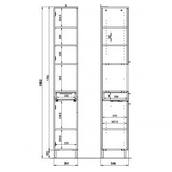 Germania Salle de bain Arvada VI (3 éléments) - Éclairage inclus - Blanc -Meubles de salle de bain Soldes 2022 1000205936 200221 13364100066 SKETCH DETAILS P000000001000205936 sketch
