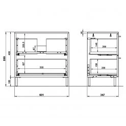 Germania Salle de bain Arvada VI (3 éléments) - Éclairage inclus - Blanc -Meubles de salle de bain Soldes 2022 1000205936 200221 13364200068 SKETCH DETAILS P000000001000205936 sketch