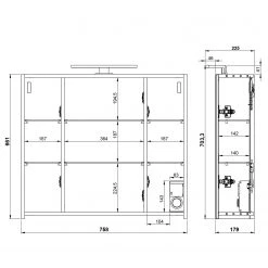 Germania Salle de bain Arvada II (5 éléments) - Éclairage inclus - Blanc -Meubles de salle de bain Soldes 2022 1000205937 200221 13364300090 SKETCH DETAILS P000000001000205937 sketch