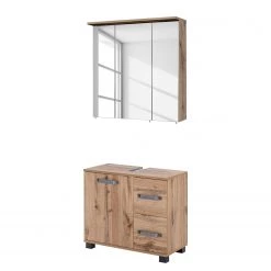 Schildmeyer Salle de bain Milan I (2 éléments) - Éclairage inclus - Imitation chêne rustique -Meubles de salle de bain Soldes 2022 1000207394 220221 030 DETAILS P000000001000207394