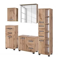 Schildmeyer Salle de bain Milan II (5 éléments) - Éclairage inclus - Imitation chêne rustique -Meubles de salle de bain Soldes 2022 1000207398 220221 030 DETAILS P000000001000207398