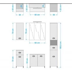 Pelipal Salle de bain Buca IV (5 éléments) - Imitation chêne Riviera -Meubles de salle de bain Soldes 2022 1000207464 200304 15015000151 SKETCH DETAILS P000000001000207464 sketch