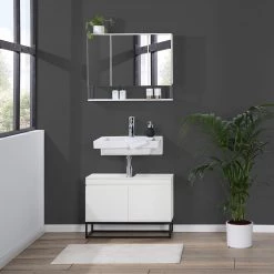 Fredriks Armoire de toilette Zaddy - Blanc mat / Noir -Meubles de salle de bain Soldes 2022 1000207869 220221 020 MOOD DETAILS P000000001000207869 mood