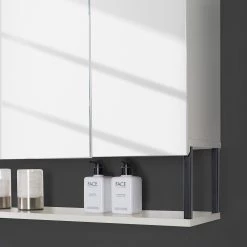 Fredriks Armoire de toilette Zaddy - Blanc mat / Noir -Meubles de salle de bain Soldes 2022 1000207869 220221 030 DETAILS P000000001000207869