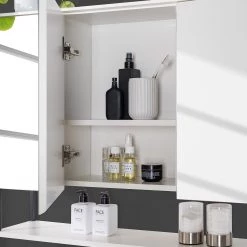 Fredriks Armoire de toilette Zaddy - Blanc mat / Noir -Meubles de salle de bain Soldes 2022 1000207869 220221 040 DETAILS P000000001000207869