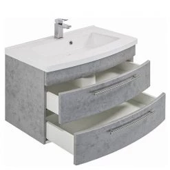 Posseik Meuble avec vasque Luna - Imitation béton - Largeur : 82 cm -Meubles de salle de bain Soldes 2022 1000209291 200414 13461000003 DETAILS P000000001000209291