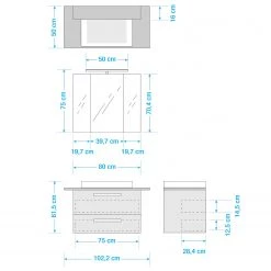 Schildmeyer Salle de bain Duo I (2 éléments) - Avec éclairage - Blanc -Meubles de salle de bain Soldes 2022 1000209346 200427 14503700016 SKETCH DETAILS P000000001000209346 sketch