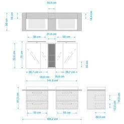 Schildmeyer Salle de bain Duo II (4 éléments) - Avec éclairage - Anthracite -Meubles de salle de bain Soldes 2022 1000209353 200427 14504000020 SKETCH DETAILS P000000001000209353 sketch