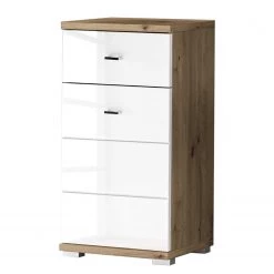 Giessbach Armoire basse Wyntoon - Blanc brillant / Imitiation chêne