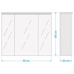 Giessbach Armoire à miroir Wyntoon - Avec éclairage - Imitation chêne Artisan - Largeur : 80 cm -Meubles de salle de bain Soldes 2022 1000209443 211209 1643000000509 SKETCH DETAILS P000000001000209443 sketch
