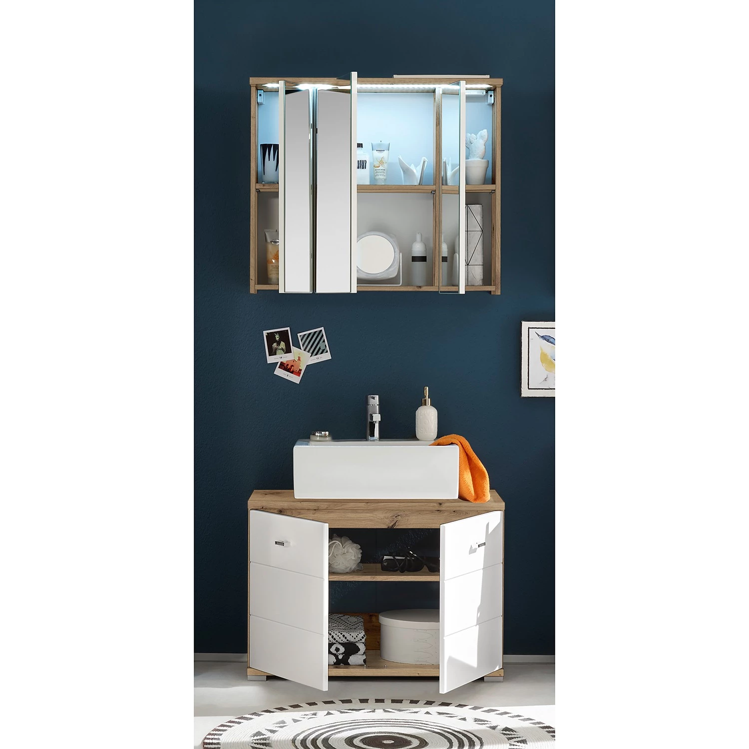 Giessbach Salle de bain 2 éléments Wyntoon II - Blanc brillant / Imitiation chêne 4 Giessbach Salle de bain 2 éléments Wyntoon II - Blanc brillant / Imitiation chêne – Image 2