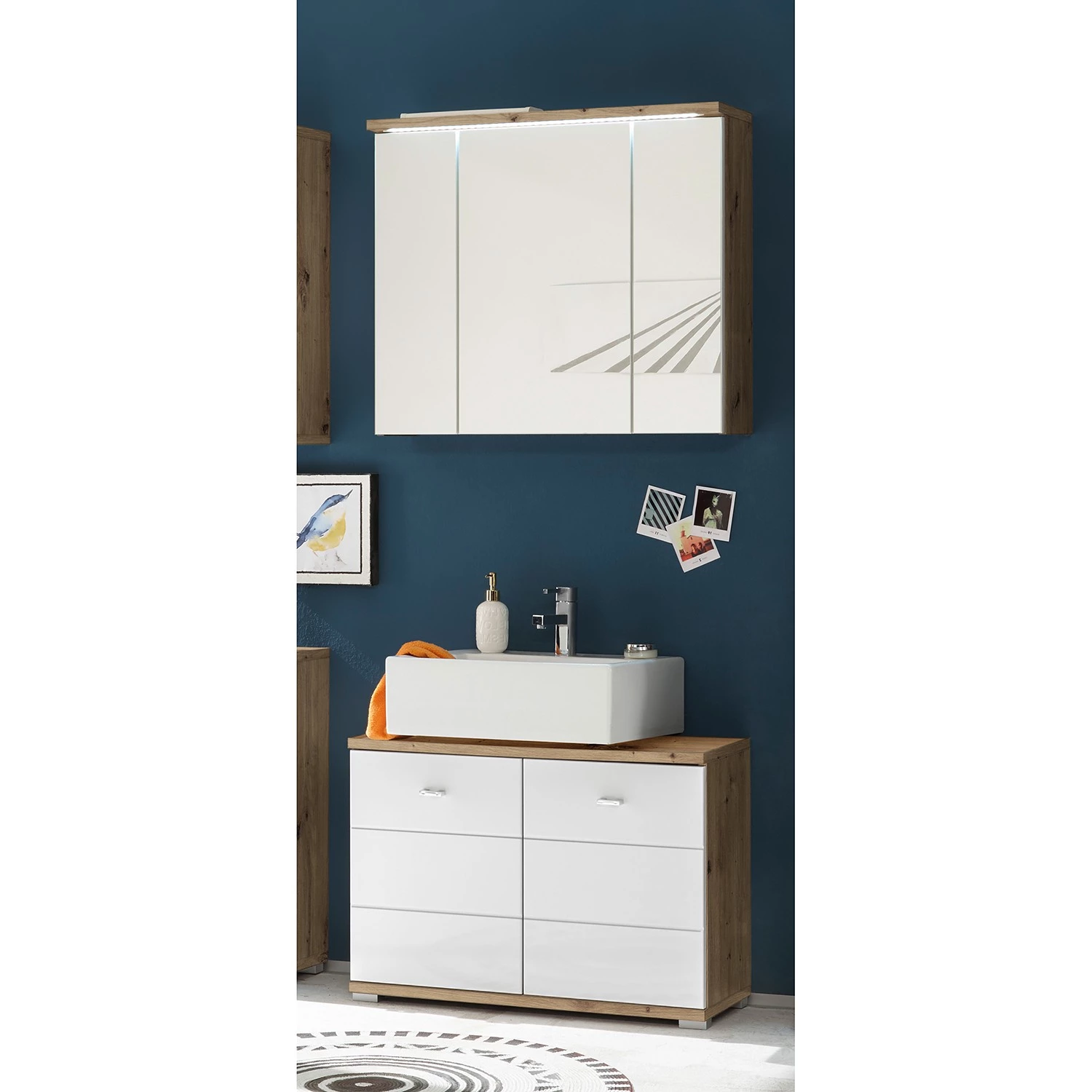 Giessbach Salle de bain 2 éléments Wyntoon II - Blanc brillant / Imitiation chêne 5 Giessbach Salle de bain 2 éléments Wyntoon II - Blanc brillant / Imitiation chêne – Image 3