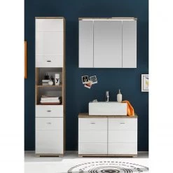 Giessbach Salle de bain 3 éléments Wyntoon III - Blanc brillant / Imitiation chêne